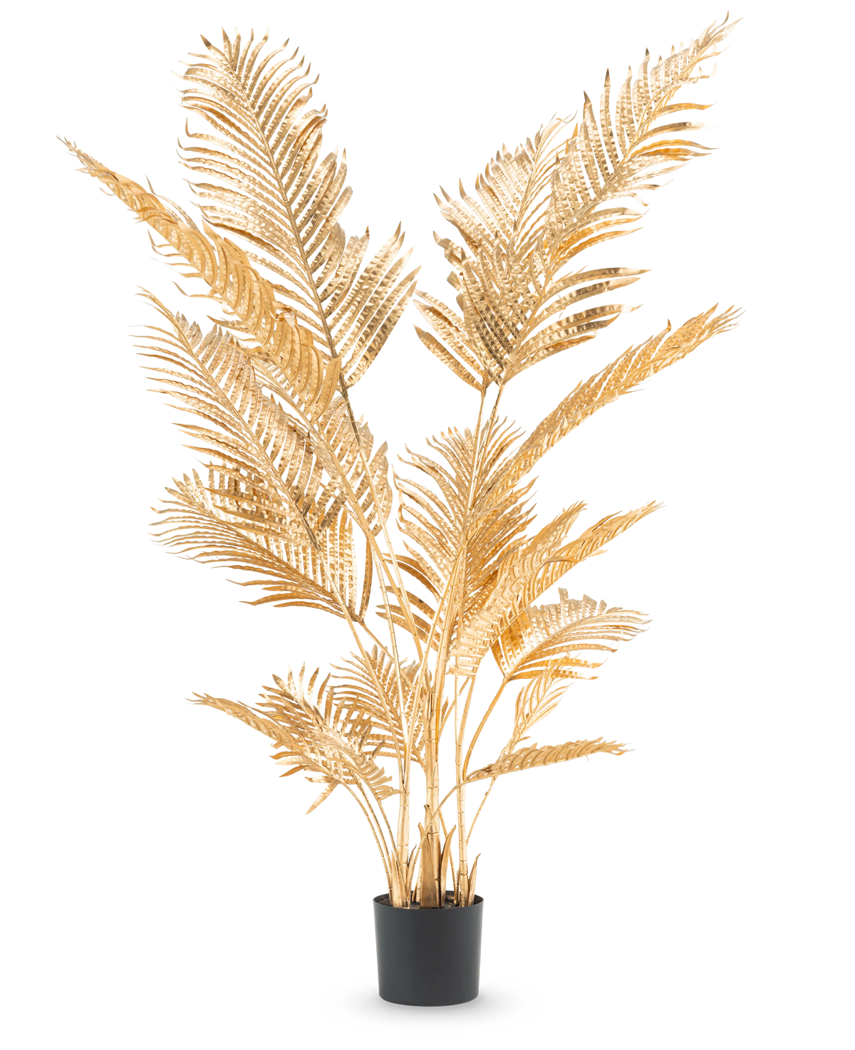 Eine künstliche Areca-Palme gold 180 cm im Topf.