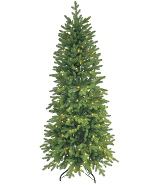 Der künstliche Weihnachtsbaum Slim „Undset“ PE/PVC – Smart LED verfügt über dichte Zweige, warmweiße Lichter und einen stabilen schwarzen Metallständer – ideal für Weihnachtsdekorationen in Ihrem festlichen Zuhause.