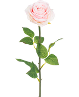 Eine klassische Kunstrose, 55 cm hoch, in Hellrosa mit grünen Blättern - Künstliche Blumenrose Classic 55 cm Hellrosa.