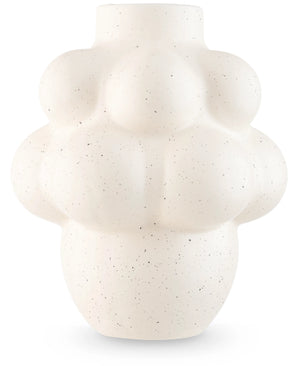 Die Vase Stemlight 21 cm beige ist eine Keramikvase mit mattem Finish und einer einzigartigen runden Form in Beige, perfekt für ein minimalistisches Interieur.
