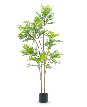 De Kunst Varen plant 210 cm is een hoge kunstplant met meerdere slanke bruine stengels en weelderige groene varenachtige bladeren, tegen een effen witte achtergrond.