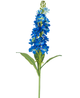 Die künstliche Blume Violier 78 cm blau ist ein einzelner künstlicher blauer Blütenstiel mit mehreren leuchtenden Blüten und grünen Blättern, perfekt zur Dekoration.