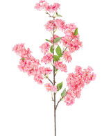 Die künstliche Kirschblüte 100 cm rosa ist ein einzelner künstlicher Kirschblütenzweig mit Büscheln leuchtend rosa Blüten und grünen Blättern, perfekt für den dekorativen Gebrauch.