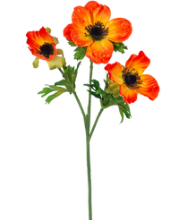 Künstliche Blume Anemone verzweigt 56 cm orange