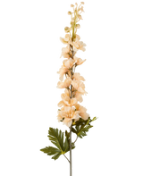 Ein einzelner Stiel einer künstlichen Delphinium-Blume, 79 cm, creme/braun, mit mehreren cremefarbenen und braunen Blüten und grünen Blättern, dargestellt vor einem weißen Hintergrund.