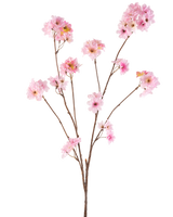 Die Kunstblume Kirschblüte 114 cm rosa hat mehrere schlanke braune Stiele mit Büscheln zartrosa Kirschblüten vor einem schlichten weißen Hintergrund.