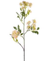 Die künstliche Blume Wildkarotte 102 cm lila hat einen langen, schlanken Stiel mit Büscheln kleiner lila Blüten und grünen Blättern, isoliert auf weißem Hintergrund.