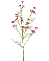 Eine künstliche Wildblume, 68 cm, in Dunkelrosa, mit schlanken grünen Stielen, gefiederten Blättern und mehreren kleinen leuchtend rosa Blüten auf weißem Hintergrund.