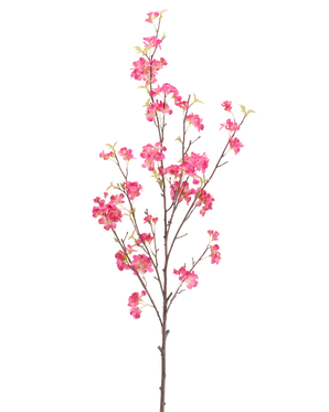 Eine künstliche Blume Kirschblüte: ein 150 cm langer fuchsiafarbener Kunstzweig mit kleinen fuchsiafarbenen Blüten.