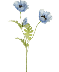 Künstliche Blume Mohn 73 cm blau